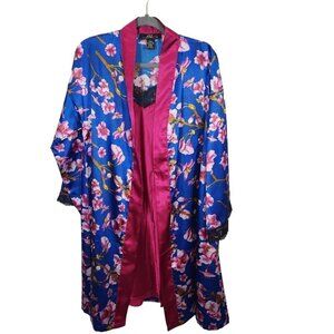 New Midnight Velvet Watercolor Floral Robe and Gown Set‎ Size Small